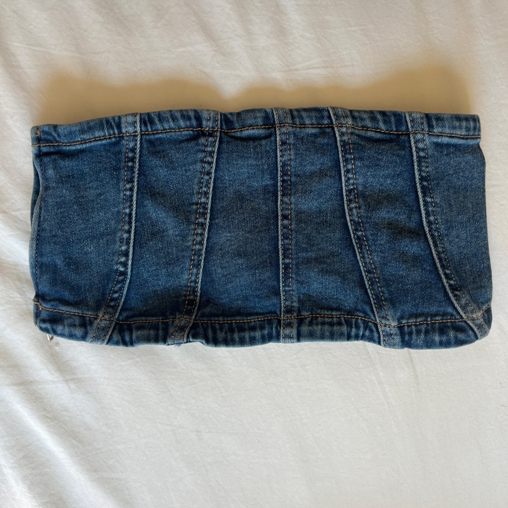 Denim Bandeau Crop Top